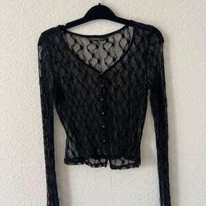 Black Fitted Long Sleeve Blouse